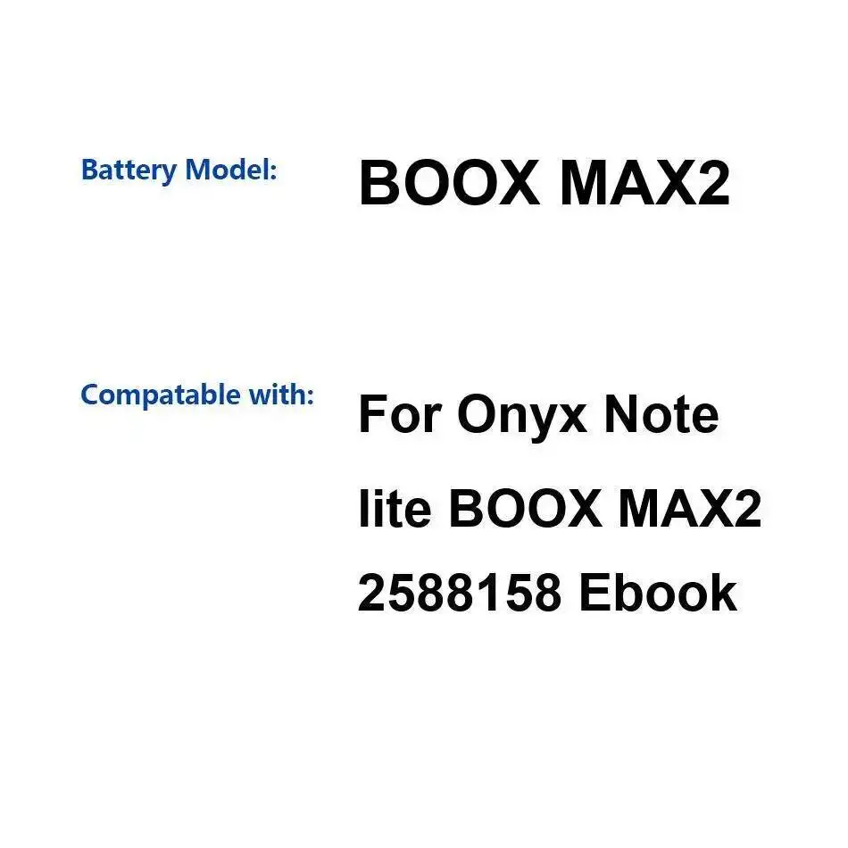 MAX2 para Onyx Boox Max 2 2588158 Ebook 5000mAh lector de libros electrónico batería fuente de alimentación confiable carga rápida