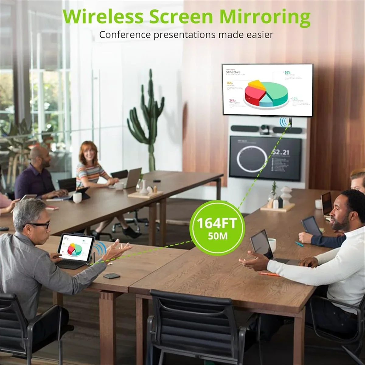 TenYua-transmisor y receptor de vídeo inalámbrico Compatible con HD, 1080P, extensor Wifi inalámbrico de 50m para cámara, portátil, PC a TV - imagen 5