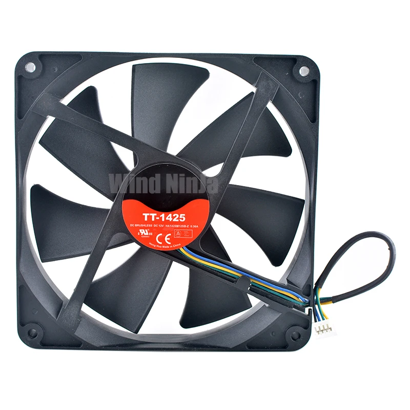 TT-1425 14cm 140mm ventilador de refrigeración con rodamiento de bolas doble HA1425M12SB-Z 140x140x25mm DC12V 0.36A 4 pines para fuente de alimentación del chasis - imagen 3