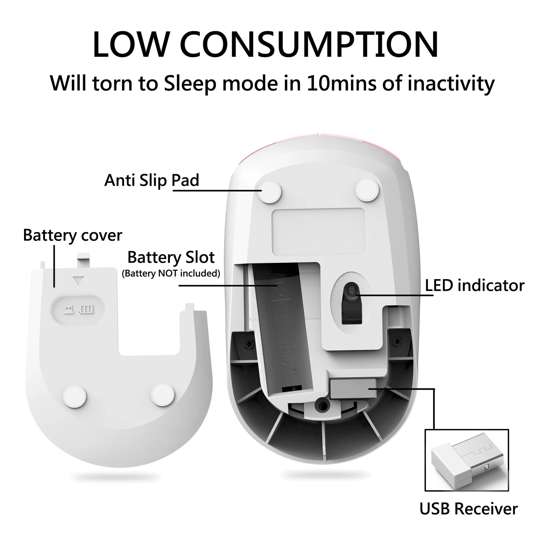 Ratón inalámbrico con batería y receptor USB, 12 animales de dibujos animados, bonito Panda, Tigre, ratón para ordenador, oficina, regalos para estudiantes - imagen 5
