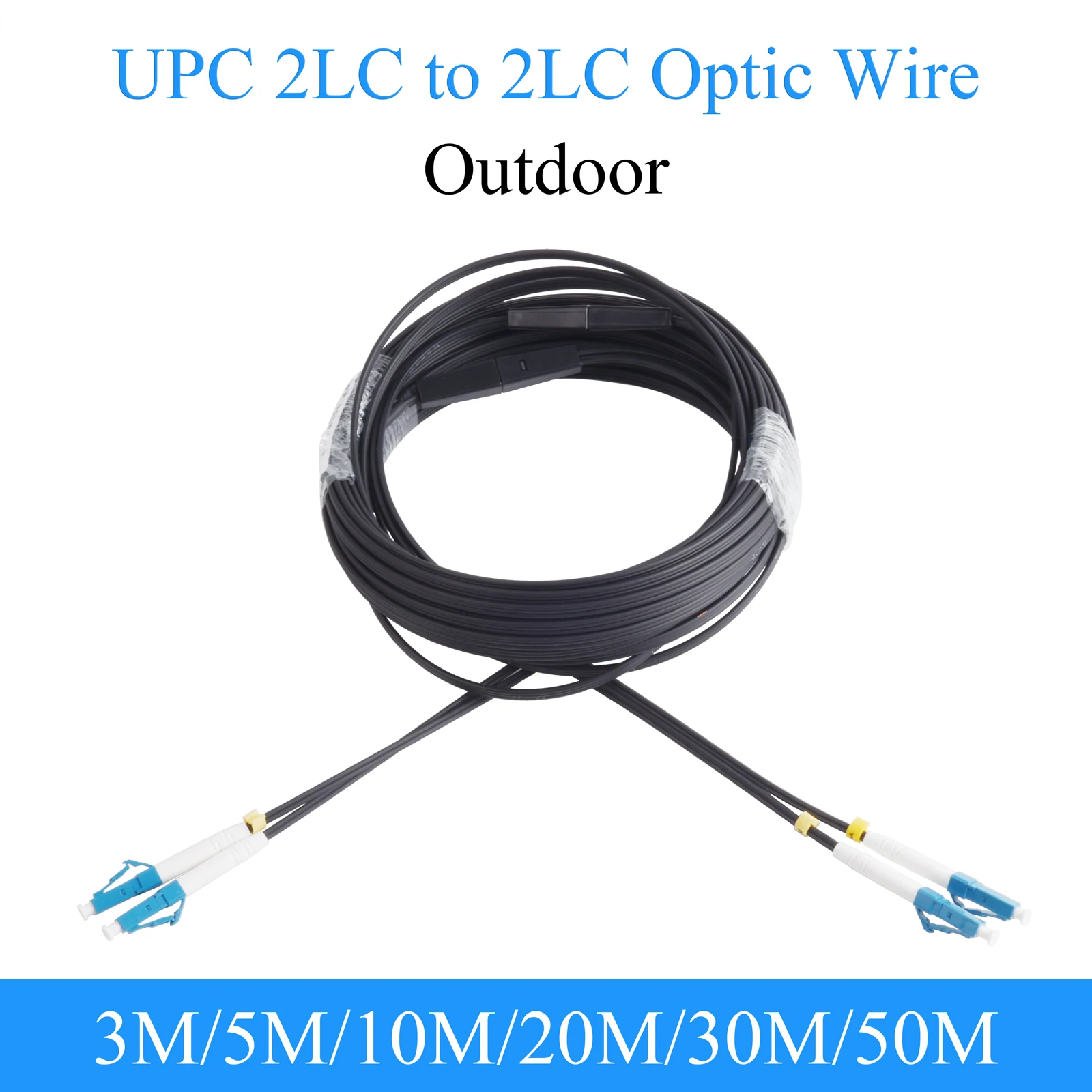 Cable de fibra óptica UPC 2 LC a 2 LC, convertidor óptico de modo único, Cable de extensión para exteriores de 2 núcleos, 3M, 5M, 10M, 20M, 30M, 50M - imagen 5