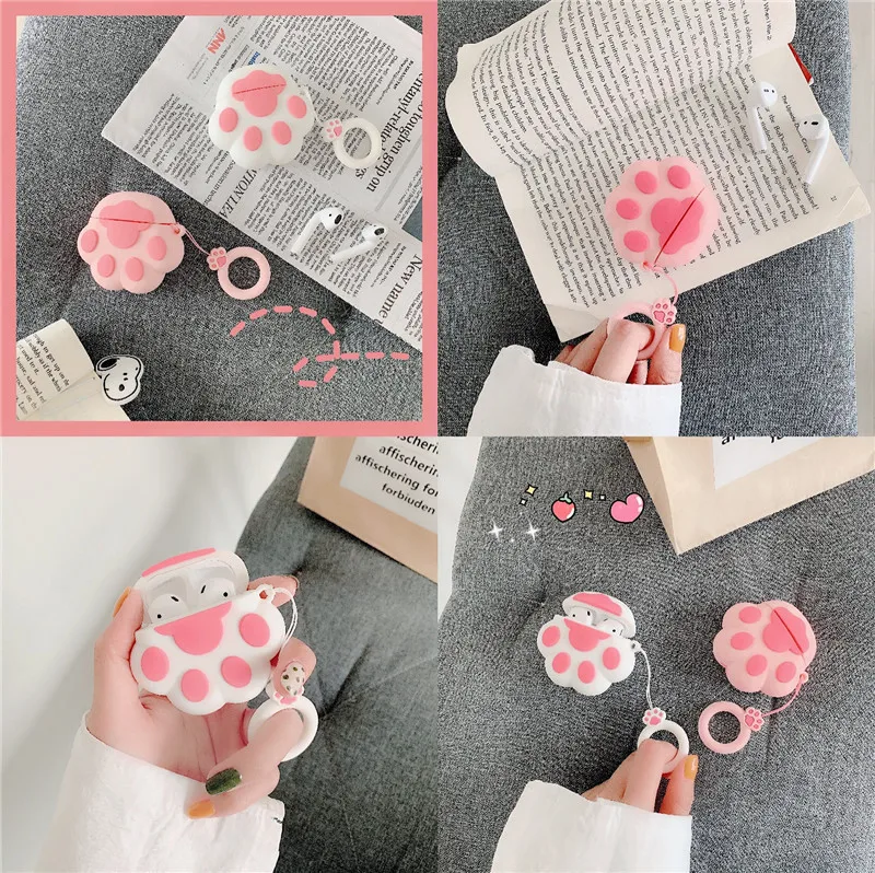 Para Airpods 4 Funda 2024, Linda Funda protectora de silicona con pata de gato 3D para auriculares para Airpods Pro 3 2025 Funda para niños y niñas - imagen 5