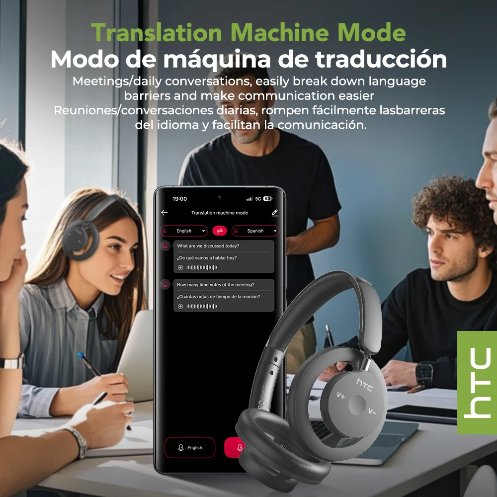 HTC HP06 auriculares Bluetooth Bluetooth 6,0 auriculares de traducción auriculares plegables para colgar en la oreja 135 idiomas, aplicación de auriculares ASMR - imagen 3
