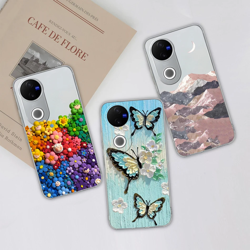 Funda transparente para Vivo V50 Lite Beauty Flowers, funda trasera suave de TPU para Vivo V 50, carcasa de teléfono ligera de silicona a prueba de golpes - imagen 2