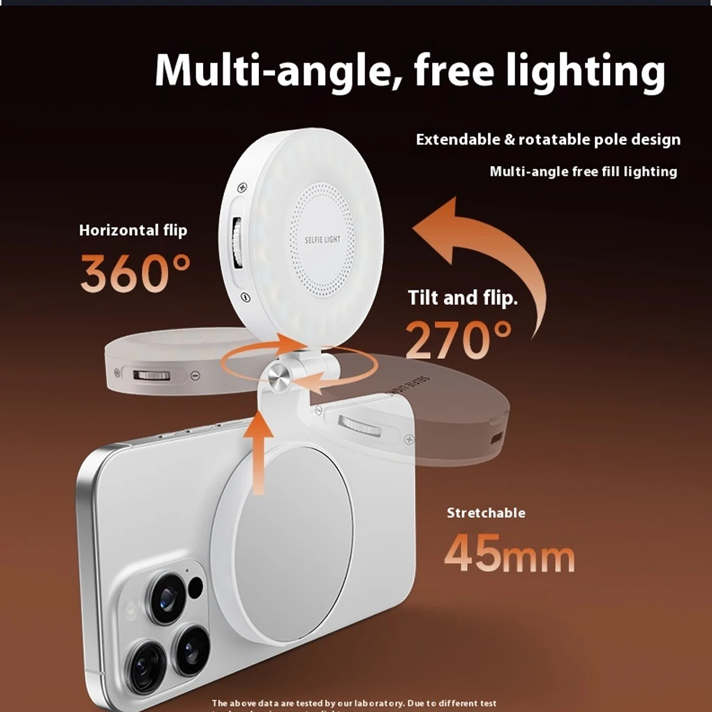 Luz LED de relleno para Selfie para teléfono Magsafe, brillo ajustable, Compatible con Magsafe, accesorio de fotografía y vídeo Vlog - imagen 3