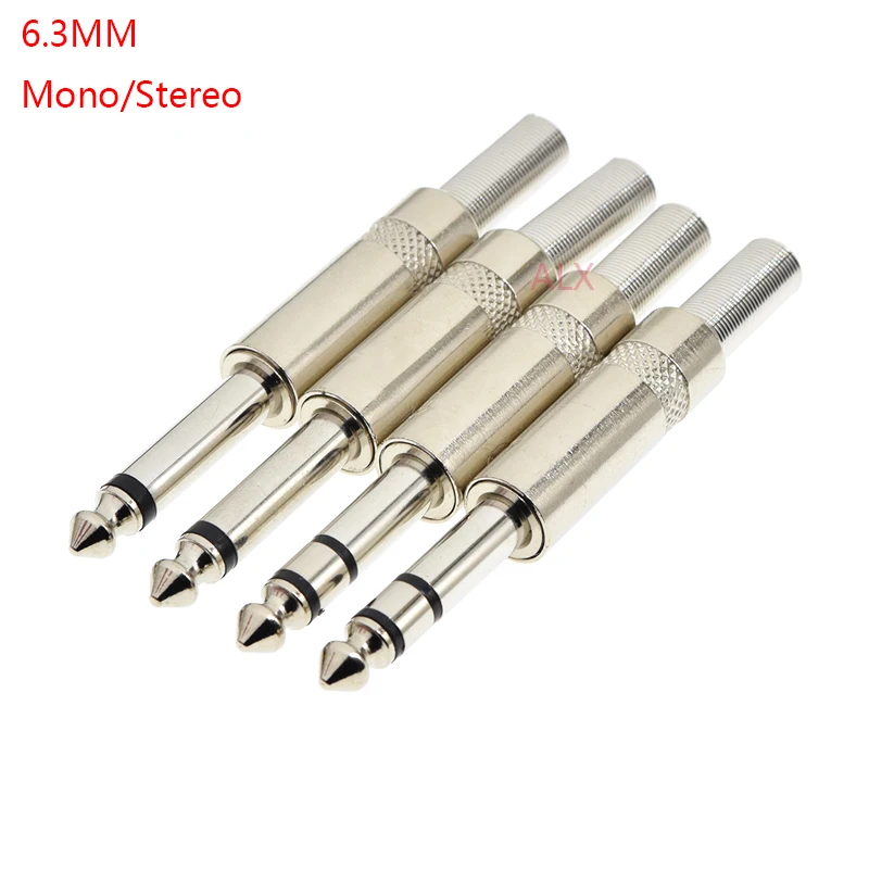 2/5 Uds 6,3 MM conector Jack de Audio Mono/estéreo conector macho línea de soldadura auriculares estéreo 1/4 6,35 MM 6,3 6,35 2/3 adaptador de Metal de poste