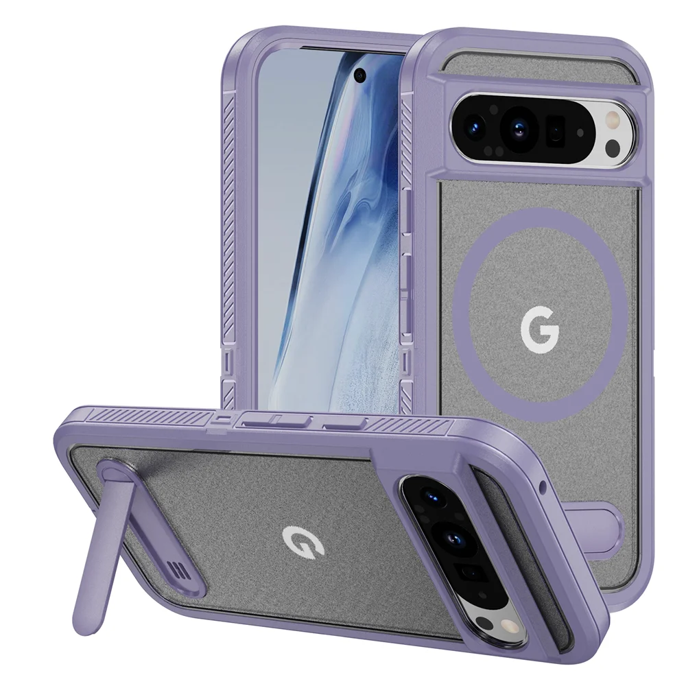 Funda de teléfono con armadura magnética y soporte plegable de lujo para Google Pixel 9 8 Pro XL 8A, funda protectora militar híbrida a prueba de golpes para PC - imagen 2