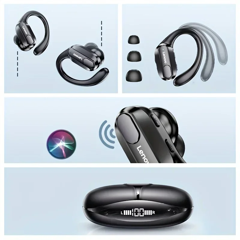 Lenovo XT80 Auriculares inalámbricos deportivos con micrófonos, control de botones, pantalla LED de alimentación, sonido estéreo de alta fidelidad - imagen 5