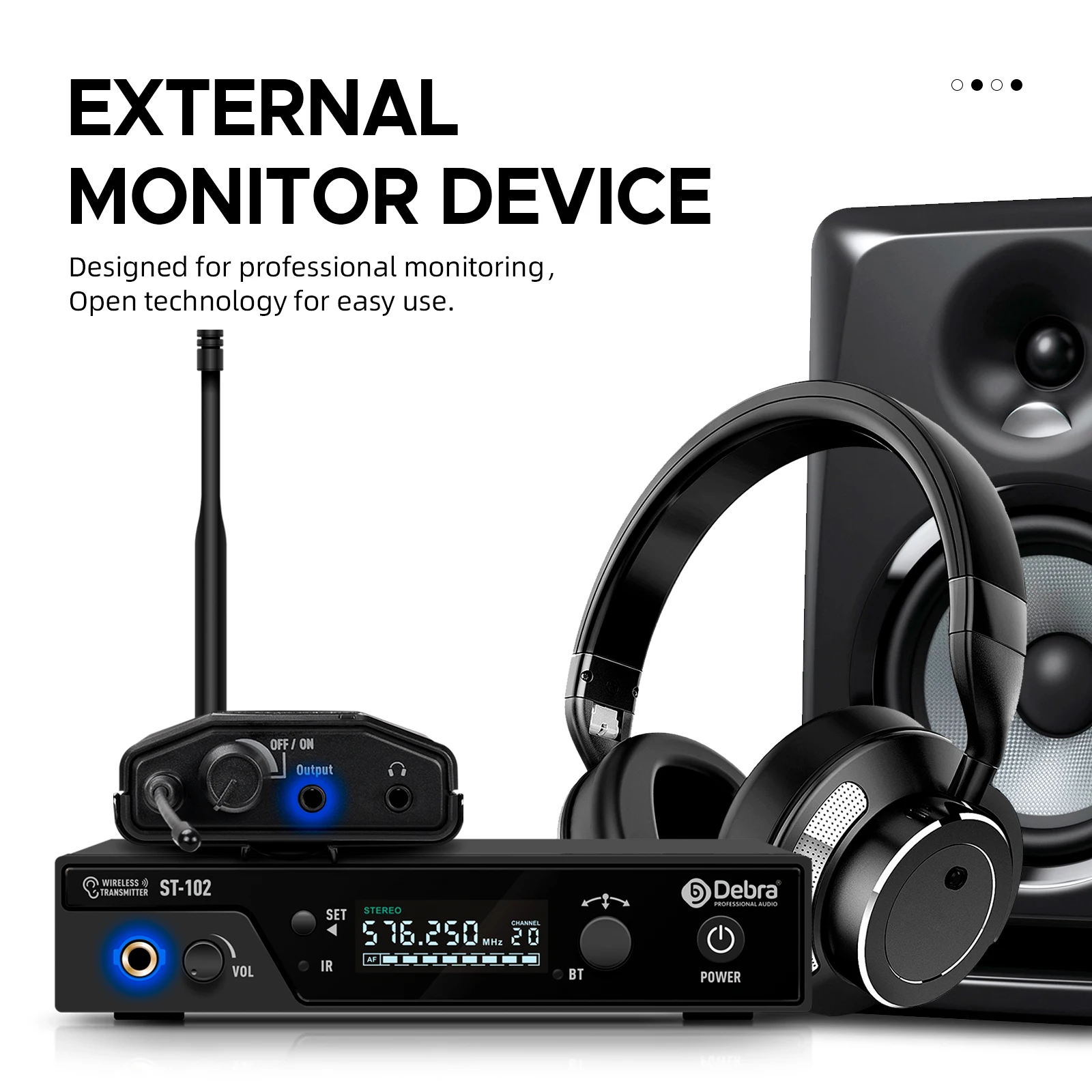 Debra ST-102 Sistema de monitorización intrauditiva inalámbrico Estéreo con Bluetooth Rango UHF 80-300 m para escenario, grabación, instrumentos, baterista - imagen 5