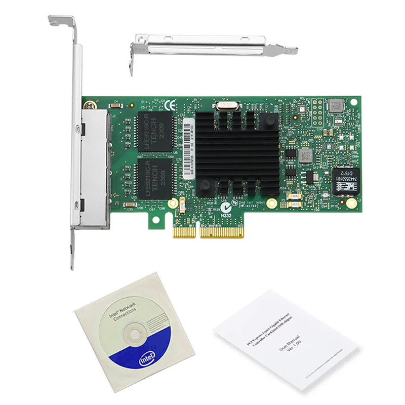 Servidor PCI-E X4 Gigabit Ethernet NIC 10/100/1000Mbps I350T4 4 puertos RJ45 PCI Express tarjeta de red para escritorio para Chip Intel I350 - imagen 5