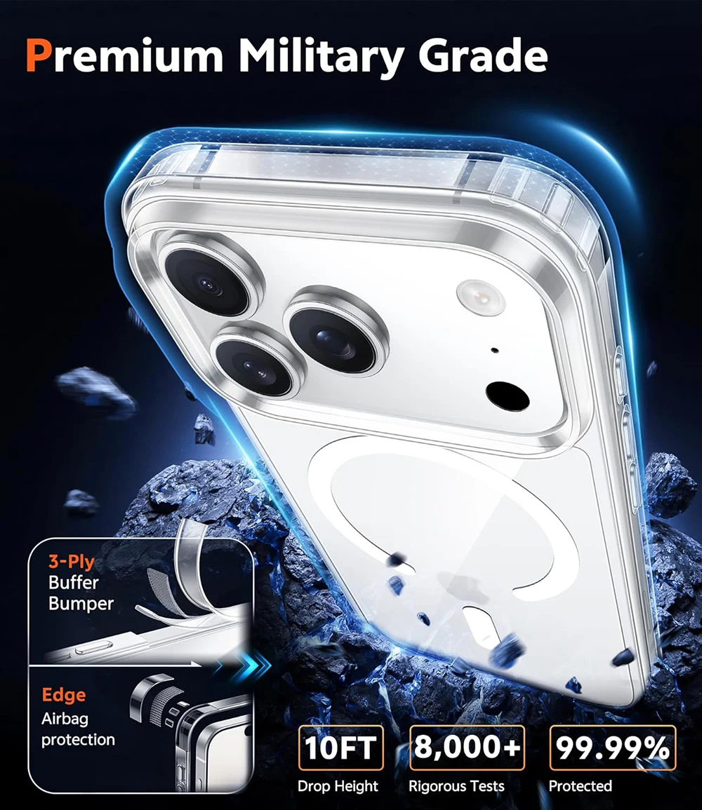 Funda magnética Magsafe de carga inalámbrica para iPhone17, iPhone 17 Pro max Air, cubierta dura híbrida a prueba de golpes, carcasa de Siliocne suave y delgada - imagen 5