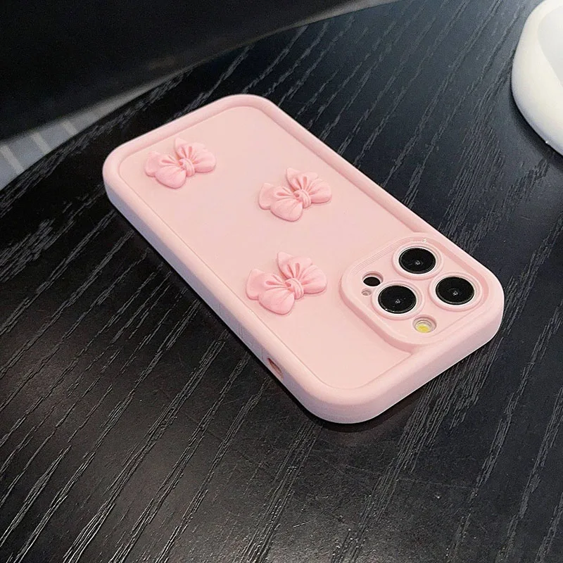 Funda de teléfono suave de silicona con forma de mariposa rosa 3D para iPhone 17 16 15 14 13 12 11 Pro Max XS XR X 7 8 Plus, funda de caramelo a prueba de golpes - imagen 5