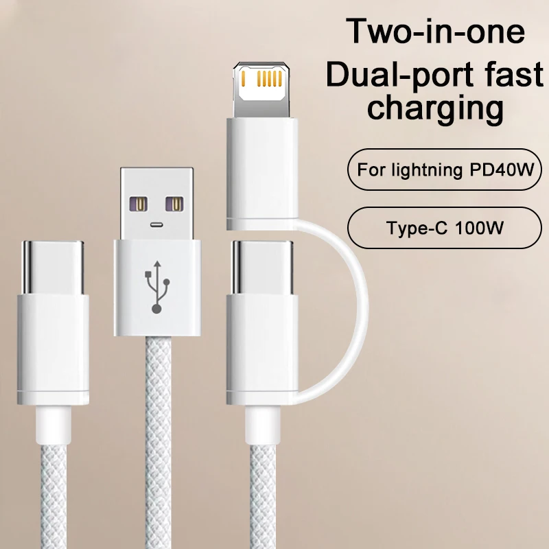 Cable USB de carga rápida tejido de 100W para Apple iPhone 14 13 12 11 17 Air 15 16 Pro Max Plus tipo C Cable de fecha accesorios de teléfono - imagen 2