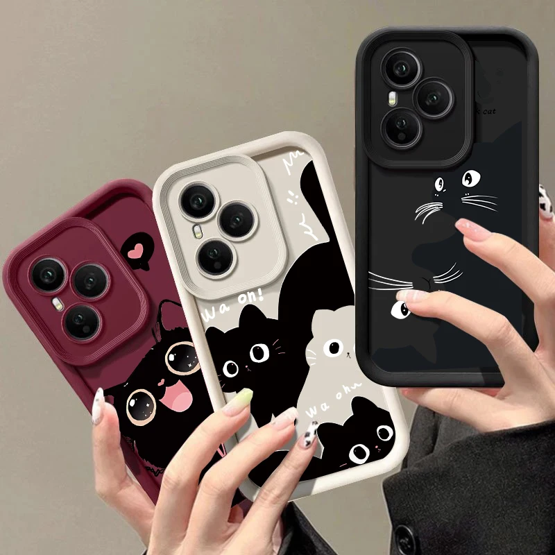 Funda bonita de gato negro para Huawei Honor 400 Pro 200 90 Lite Magic 7 Lite 6 Pro X9C Smart 5G Y9 Prime 2019, funda suave de animales de dibujos animados