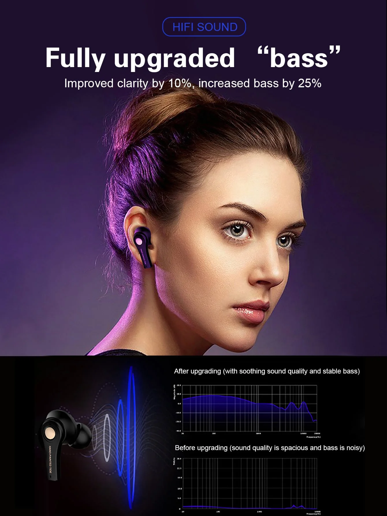 Auriculares inalámbricos con proceso en relieve, semiintrauditivos, estilo moderno, auriculares inalámbricos resistentes al agua y al sudor de larga duración - imagen 2