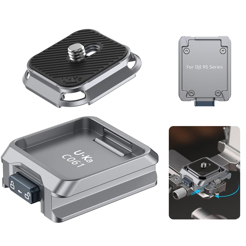 Ulanzi C061 Uka Kit de liberación rápida Compatible con placas QR Uka F38 para DJI RS 2, RS 3, RS 3 pro,RS 4, RS 4 pro, RS 4 mini - imagen 2