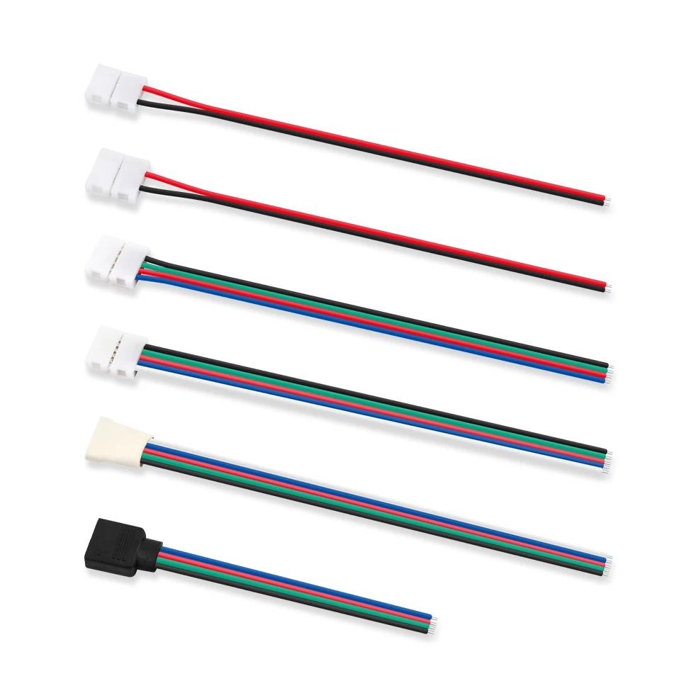 Conector de tira LED de 1/5/10 piezas, Cable de extensión de 2/3/4/5pin, 8mm/10mm, Conector de cinta LED 22AWG para tira LED RGB RGBW 2835 5050 - imagen 2