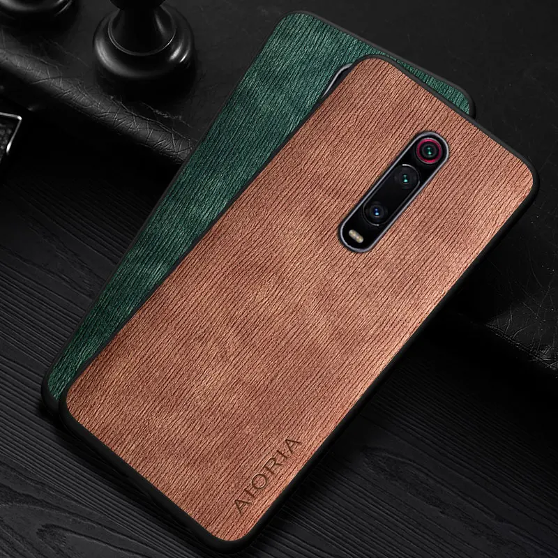 Funda para Xiaomi mi 9T Pro mi 9 SE Lite patrón de madera de lujo Premium PU piel sintética