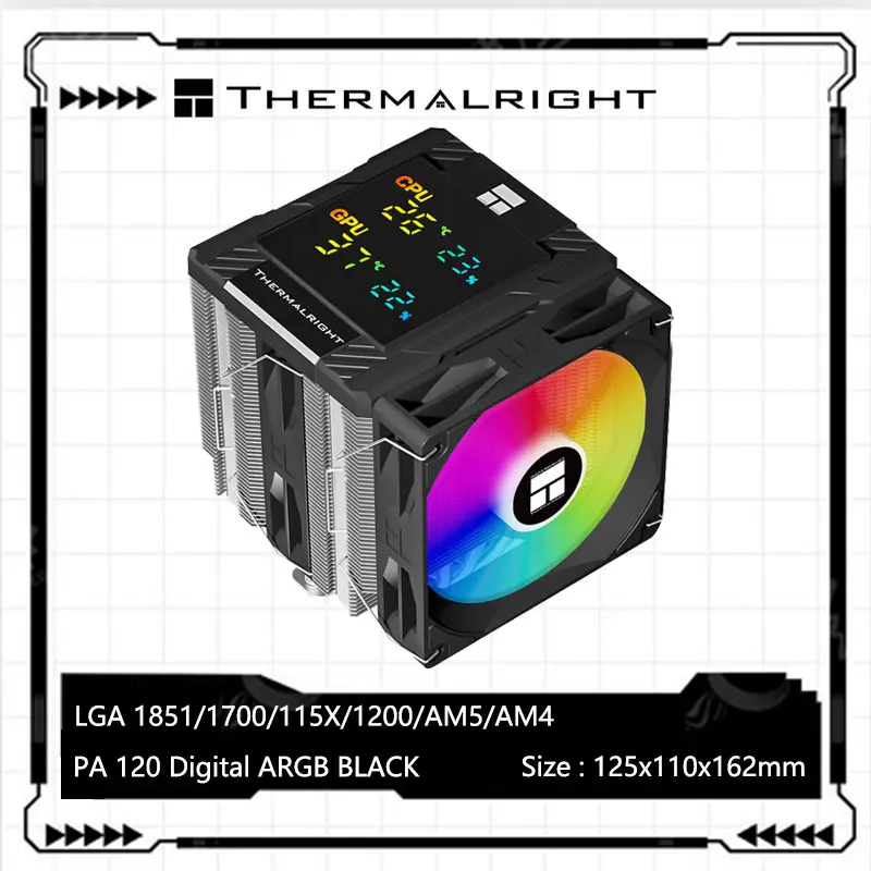 Radiador de refrigeración de aire con chasis Digital Thermalright Peerless Assassin 120, CPU/gpu monitoreo simulttáneo/soporte LGA1851/1700/AM5