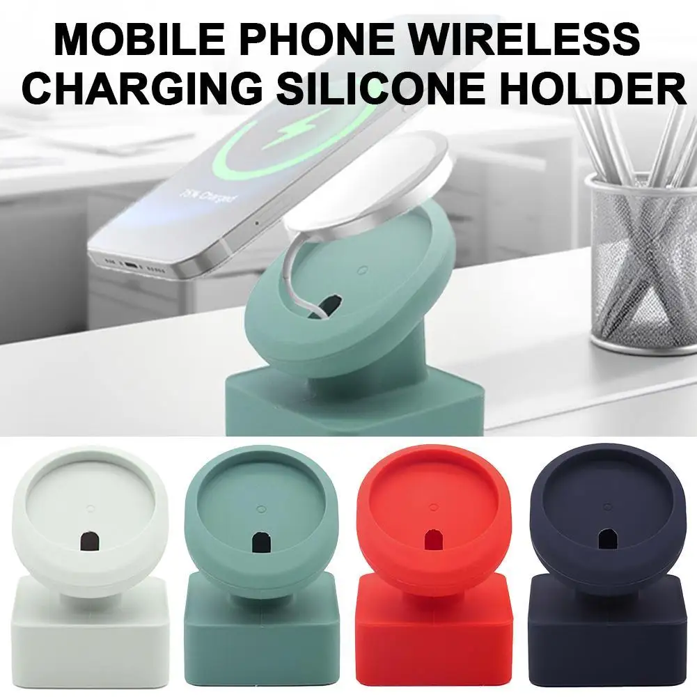 Soporte de mesa de carga inalámbrica de silicona antideslizante para teléfonos móviles para IPhone serie 17-12 para soporte de estación de carga Magsafe