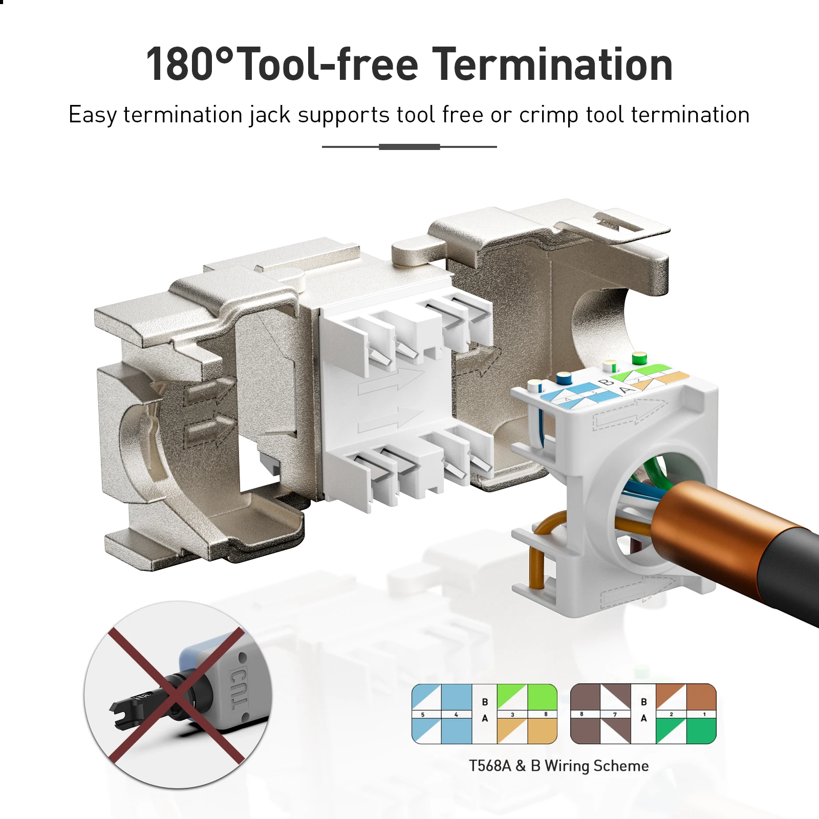 Natalink Módulo Keystone CAT6A RJ45 Blindado Sin Herramientas STP Aleación de Zinc Adaptador de Red 10GB Acoplador Módulo Keystone Jack - imagen 4