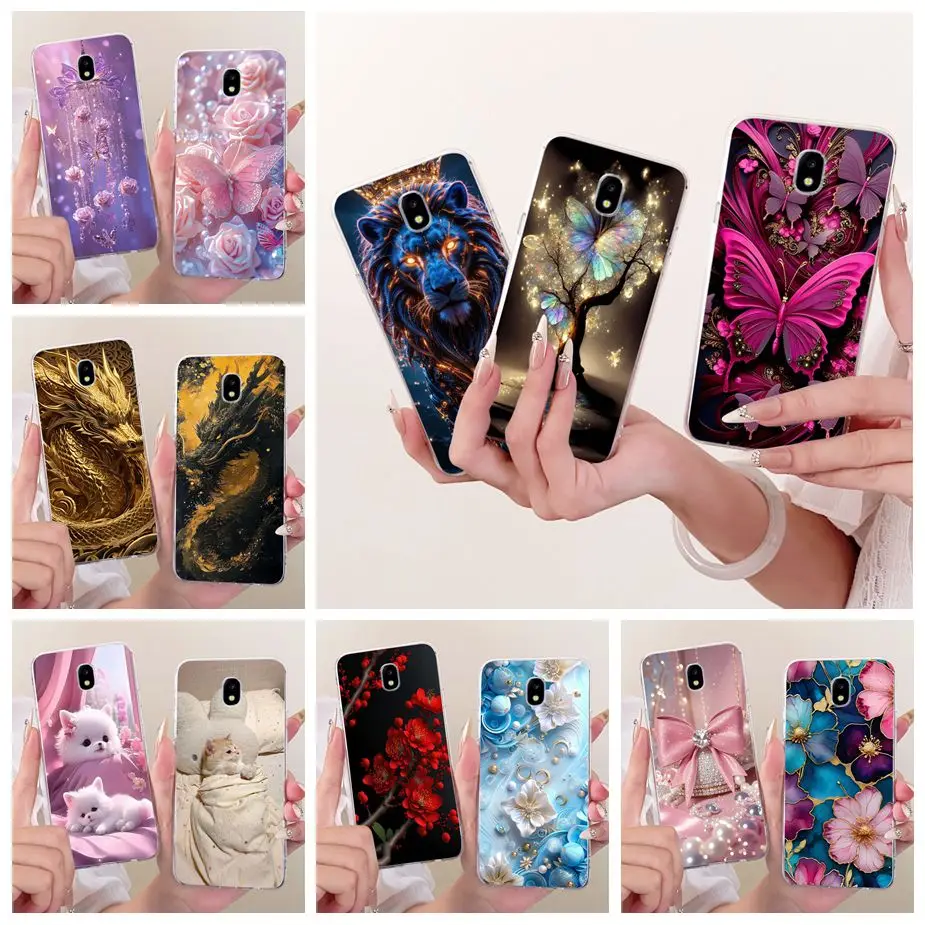 Para Samsung Galaxy J7 Pro J5 2017 funda de lujo con pintura de mariposa funda de teléfono suave y delgada para Samsung J7 2017 J7Pro Fundas bolsas