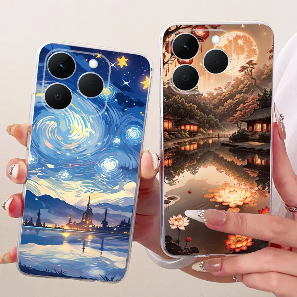 Funda para Realme 15T 5G, funda de teléfono Popular con lazo y flores, parachoques de silicona transparente suave para Realme15T RMX5111 RMX5112 - imagen 4