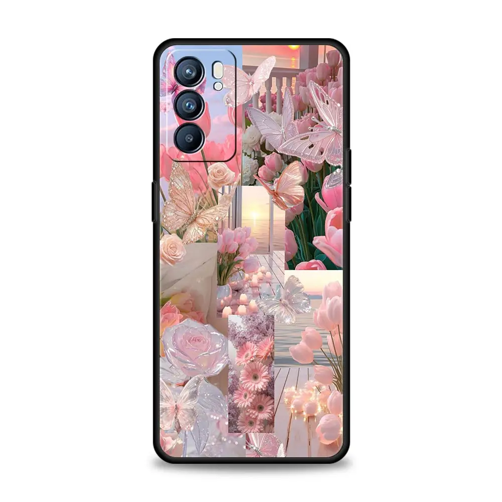 Funda rosa con forma de corazón de amor y flor de tulipán para Oppo Reno14 Reno13 Reno12 11 F 10 Find X5 X9 Pro A54 5G A53 A52 A9 A78 4G A79 A98 - imagen 5