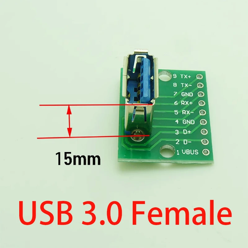 1 Uds USB 3,0 conector Vertical hembra convertidor adaptador PCB Regular USB 3,0 placa adaptadora de Cable de alimentación y datos - imagen 2