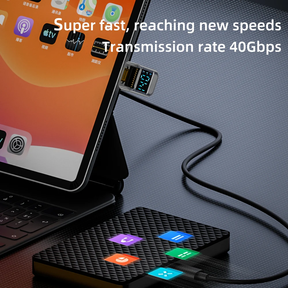 Adaptador USB C de 90 grados, adaptador tipo C en forma de U de ángulo recto, transferencia de datos de 40Gbps PD 140W USB4.0 8K 60Hz, vídeo para Thunderbolt 3/4 - imagen 4