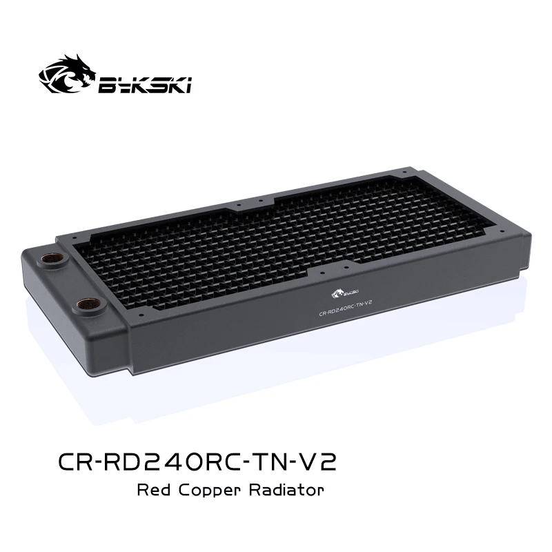 BYKSKI-Radiador de una sola fila para ventiladores de 12cm, intercambiador de calor líquido de descarga de agua para ordenador, 30mm de espesor, cobre, 240mm, CR-RD240RC-TN-V2 - imagen 3