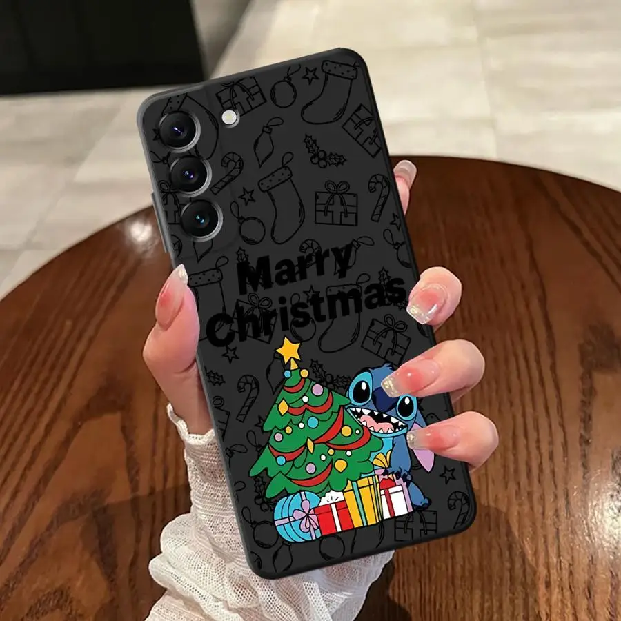 Funda para Samsung Galaxy A32 A26 A72 A24 A55 A25 A71 A41 A35 A36 A23 A53 A22 A52 A51 A73 funda negra suave para teléfono Stitch Navidad - imagen 2