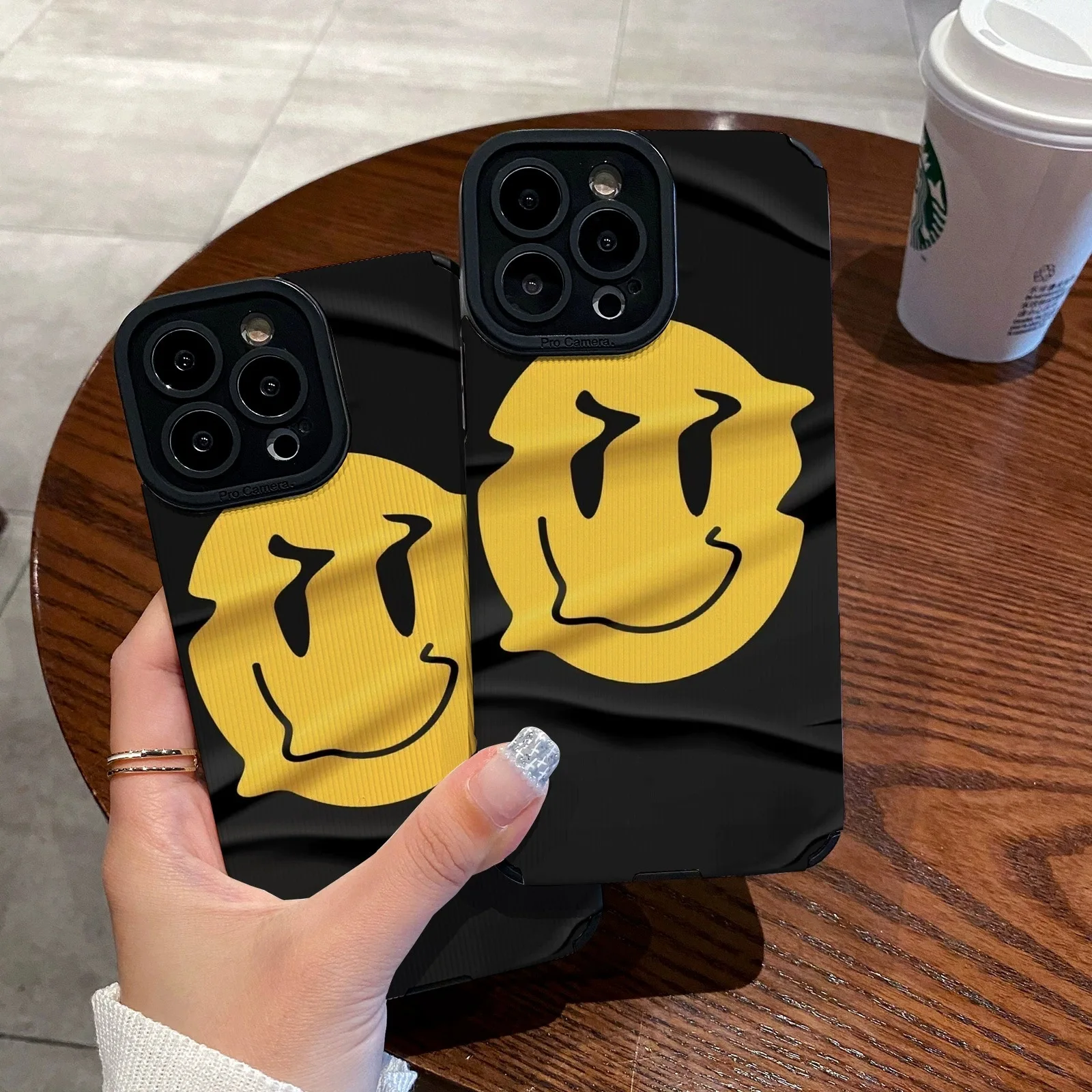 Funda bonita con cara sonriente retorcida para iPhone 15 12 14 11 13 Pro Max Mini SE X XS XR 7 8 Plus, funda de cuero de silicona a prueba de golpes - imagen 5