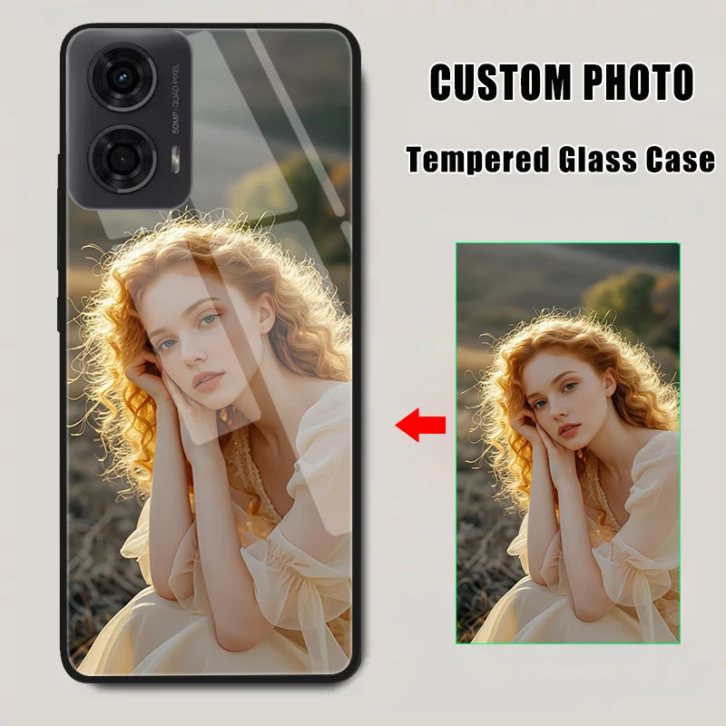 Funda de vidrio templado personalizada para Motorola Moto Edge 50 Fusion 20 lite 40 Neo 50 Pro X30 30 Ultra G22 DIY cubierta de imagen personalizada - imagen 3