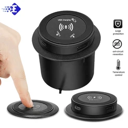 Cargador inalámbrico rápido de escritorio con puerto USB