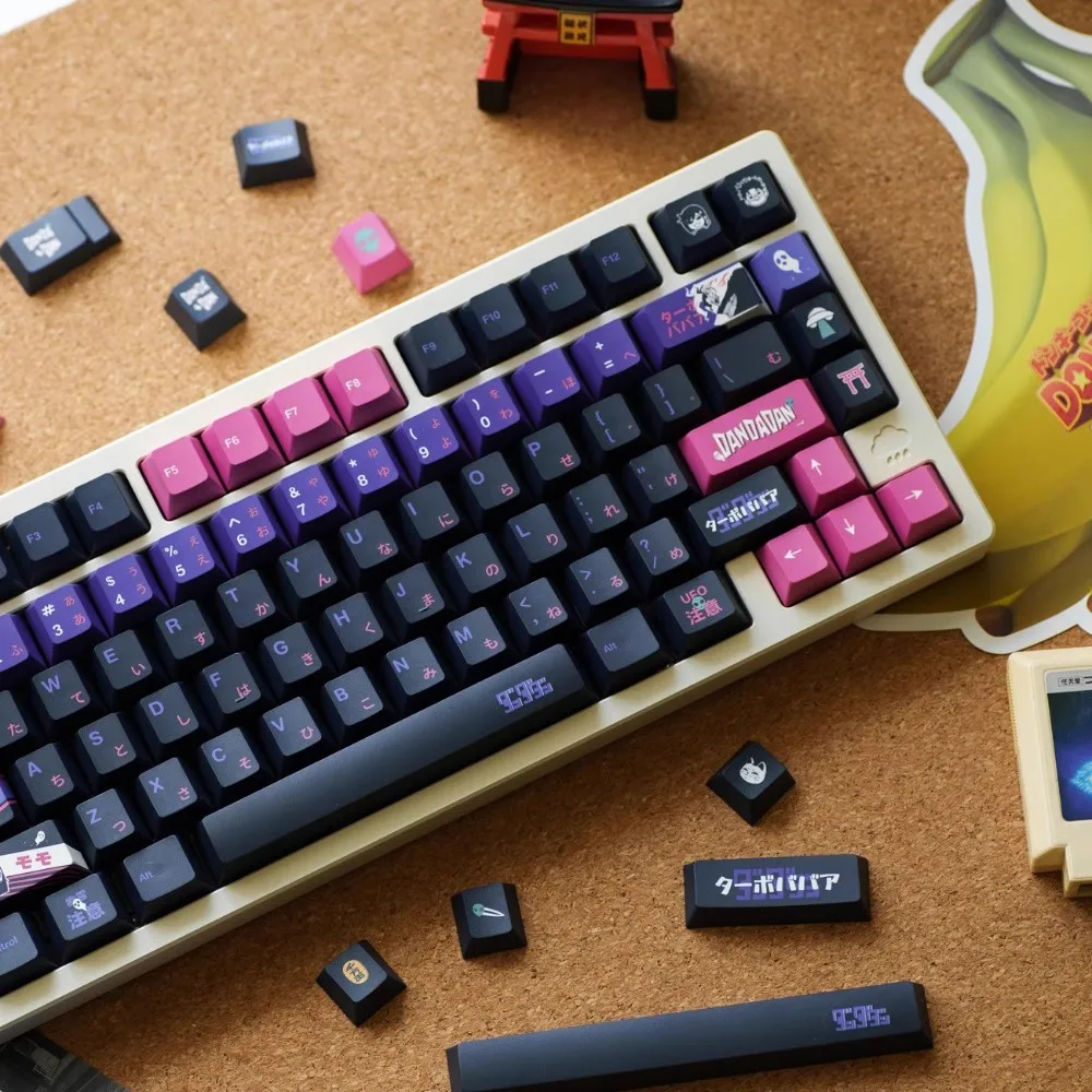 1 Juego de teclas DAN DA DAN, teclas de dibujos animados de Anime con subcama de tinte PBT, teclas a prueba de luz con perfil de cereza para teclado MX Switch Wooting - imagen 4