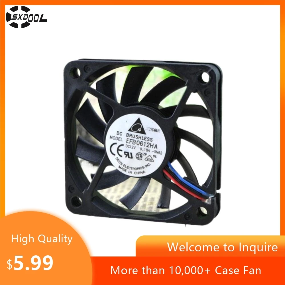 Ventilador 6010 para Delta EFB0612HA 60x60x10mm 12V 0.18A doble bola 4200RPM 18CFM ventilador ultrafino para electrónica - imagen 2