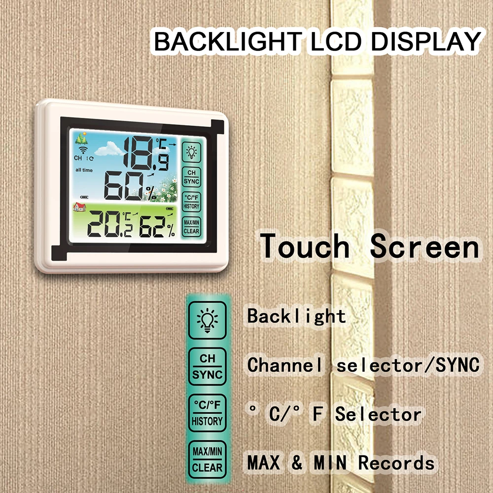 Termómetro Digital para interiores y exteriores, Estación Meteorológica Inalámbrica, Sensor de temperatura, medidor de humedad, higrómetro, termómetro para el hogar - imagen 4