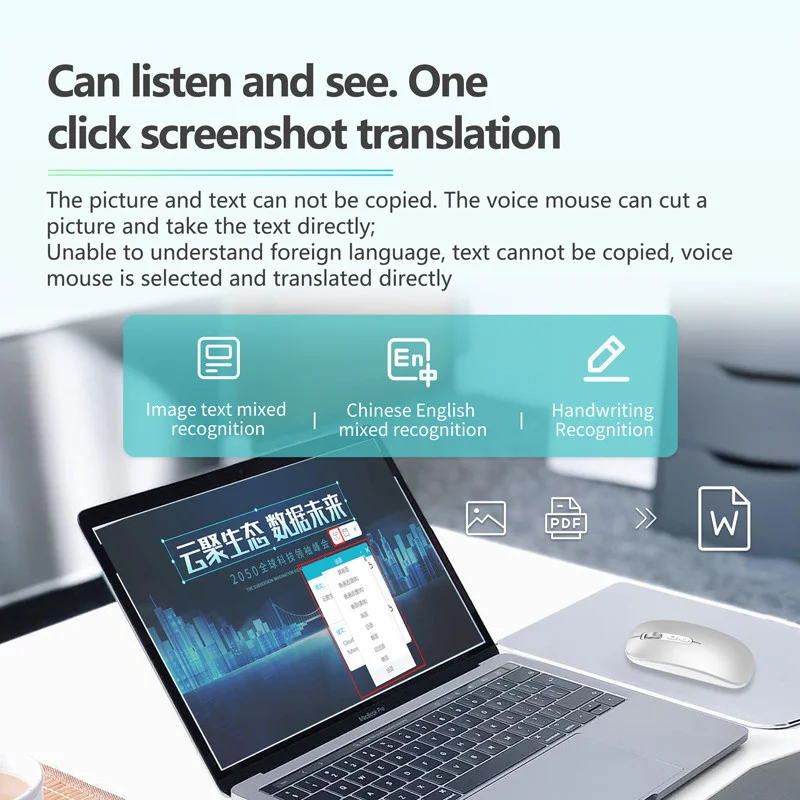 Ratón AI de voz a texto, 2,4G, inalámbrico, Bluetooth, voz inteligente, recargable, para ordenador portátil, ratón inalámbrico de fácil transcripción - imagen 5