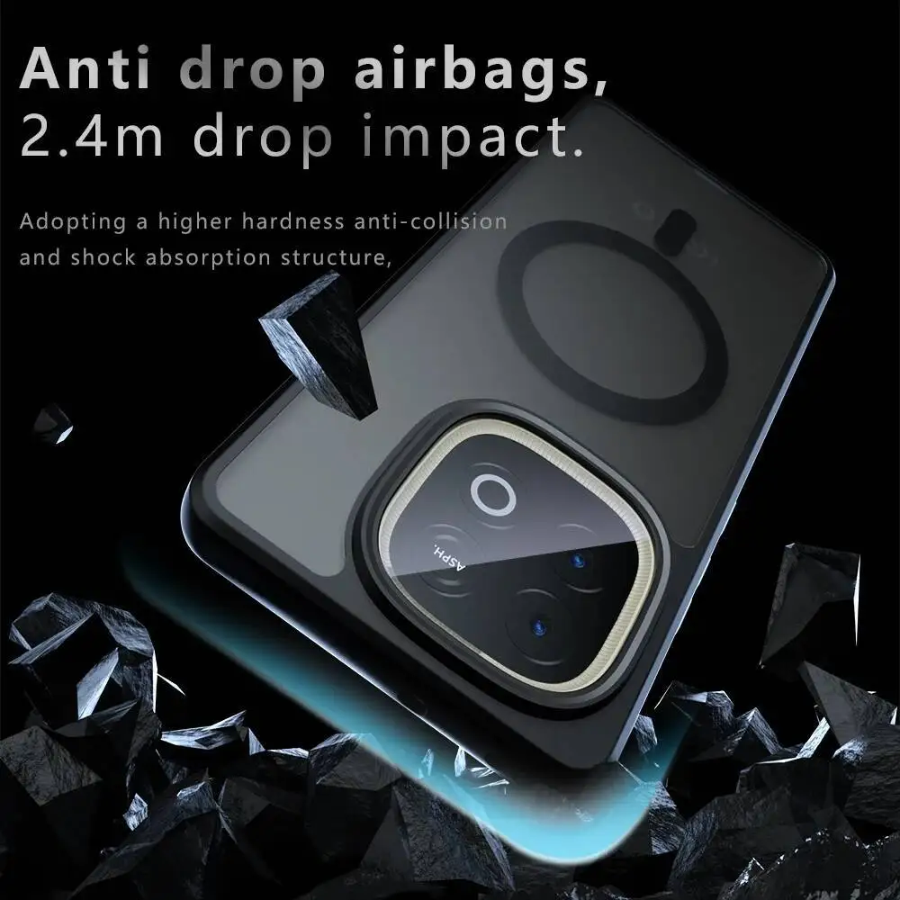 Funda para IQOO neo 10 global 15 Z10 Turbo Pro plus para carga inalámbrica Magsafe mate esmerilado PC TPU cubierta transparente parachoques - imagen 2