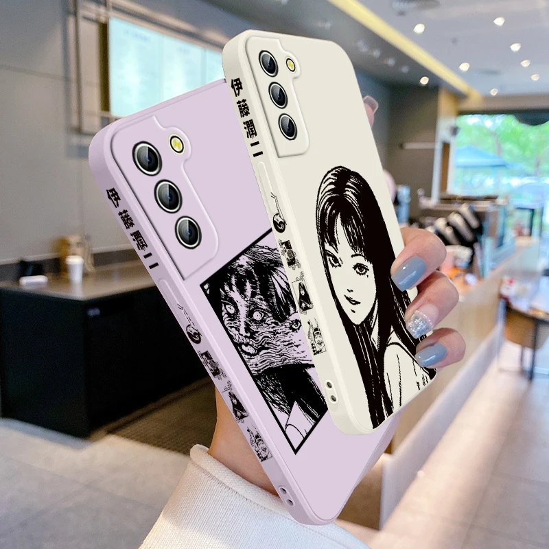Funda de teléfono Junji Ito Tomie Kawakami para Samsung Galaxy S24 S23 S22 S21 S20 Pro FE Plus Ultra líquida cubierta de cuerda izquierda - imagen 3