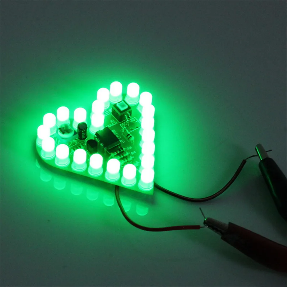 4 Uds diymore Kit de bricolaje de luz intermitente LED en forma de corazón con PCB DC 4-6V 4 colores disponibles para Kit de soldadura Kit de aprendizaje de práctica - imagen 5