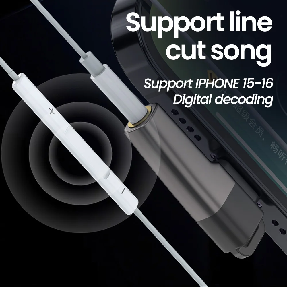 Adaptador de auriculares tipo C a 3,5 MM codo tipo C macho a conector de Audio de 3,5 MM para iPhone 15 16 conector de de decodificación Digital - imagen 2