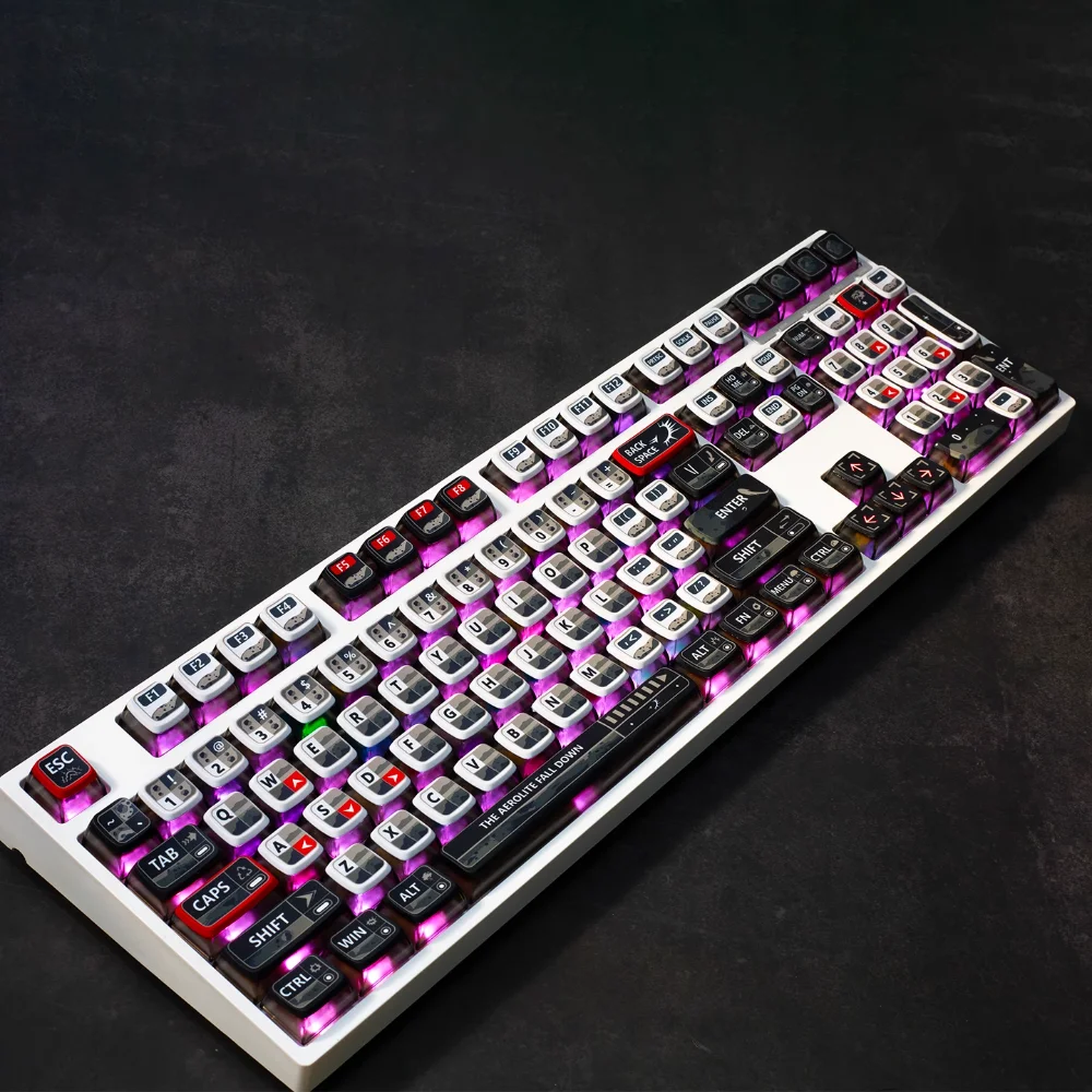 Teclas translúcidas de cuatro lados que caen de meteorito, 125 teclas, SAX PBT + teclas de PC adecuadas para teclado mecánico Mx Switch - imagen 5