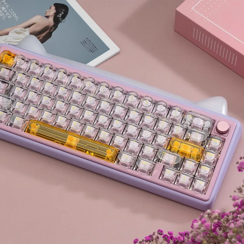 Juego de teclas con tema de cristal de color, tapa de teclado transparente personalizada para PC, perfil DDA, tapa de tecla de juego para teclado mecánico, regalo - imagen 3