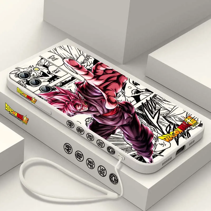D-Dragon Ball Son Goku Manga funda para Samsung Galaxy S25 S24 S23 S22 S21 S10 FE Plus Ultra 5G funda de teléfono con cuerda izquierda líquida - imagen 4