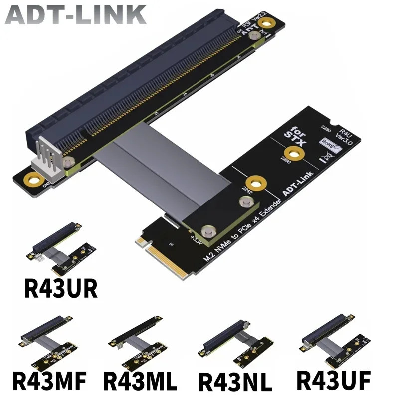 Adt-link Adaptador M.2 NVMe a PCIe 3.0 x16 Ángulo 90° Soporte GPU STX - imagen 5