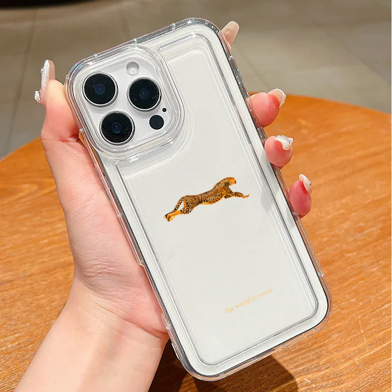 Funda de teléfono suave con estampado de leopardo a la moda para Samsung Galaxy S25 Ultra S24 Plus S23 FE S22 A54 A34 A55 A35 A53 funda transparente creativa - imagen 2