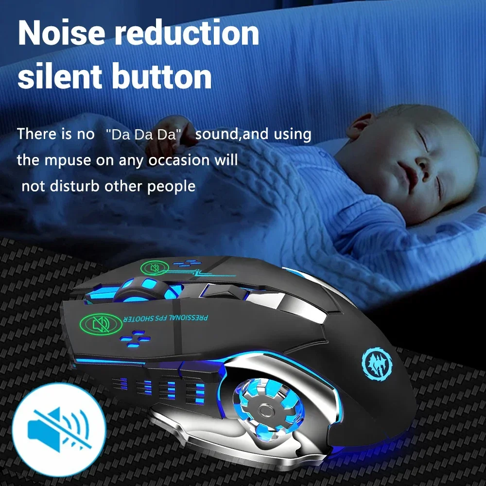 Ratón inalámbrico recargable para juegos, retroiluminación silenciosa, e-sports, Bluetooth y USB de 2,4G, para ordenador portátil, Macbook, Juegos de PC y oficina - imagen 5