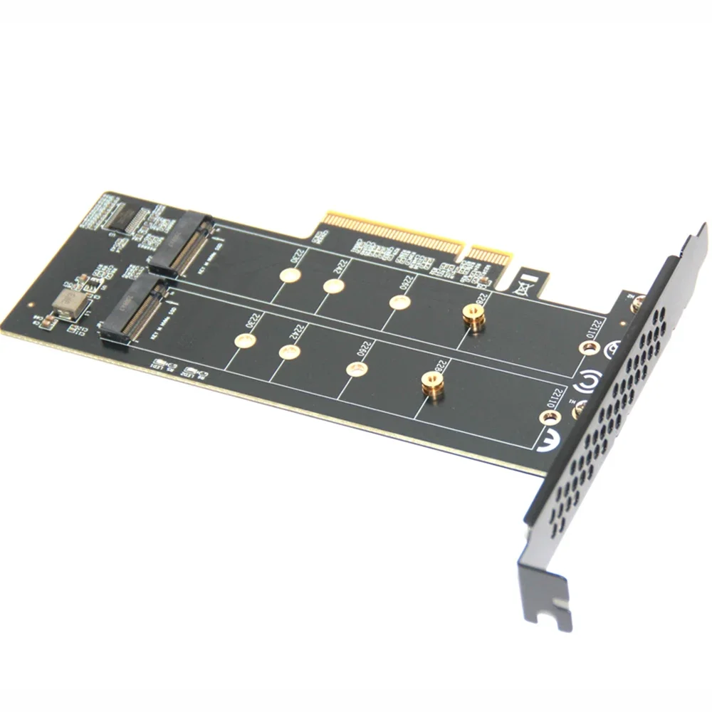 Tarjeta de expansión 1 a 2xNVME PCle4.0 X8 para placa base de PC M.2 NVMe SSD X1 X4 X8 tarjeta de expansión PCIe 3,0 para 2230 2242 2260 2280 - imagen 5